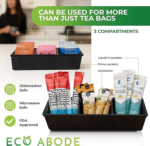 Miniatura 5 de Organizador moderno de bolsitas de té, organizador de té pequeño de bambú ecológico para bolsas de té, organizador de caja de té para almacenamiento