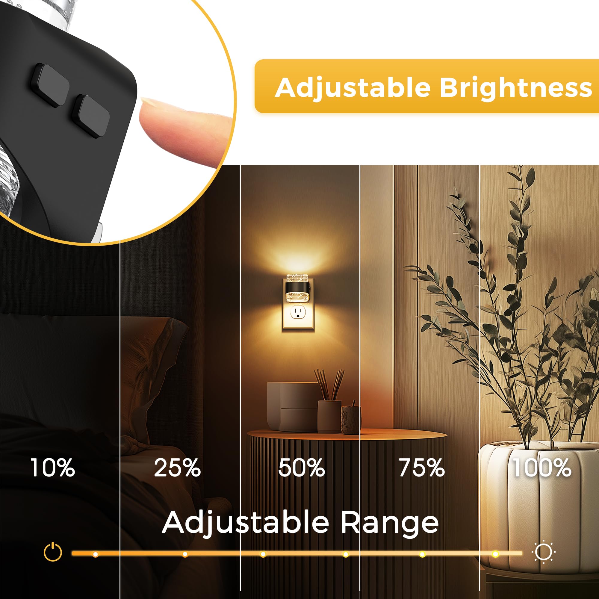 L LOHAS Bubble LED Nachtlicht, 3000K, 2 Stück, Wandstecken, Acryl Nachtlicht mit Lichtsensor, Einstellbare Helligkeit, Weiches weißes Nachtlicht für Schlafzimmer