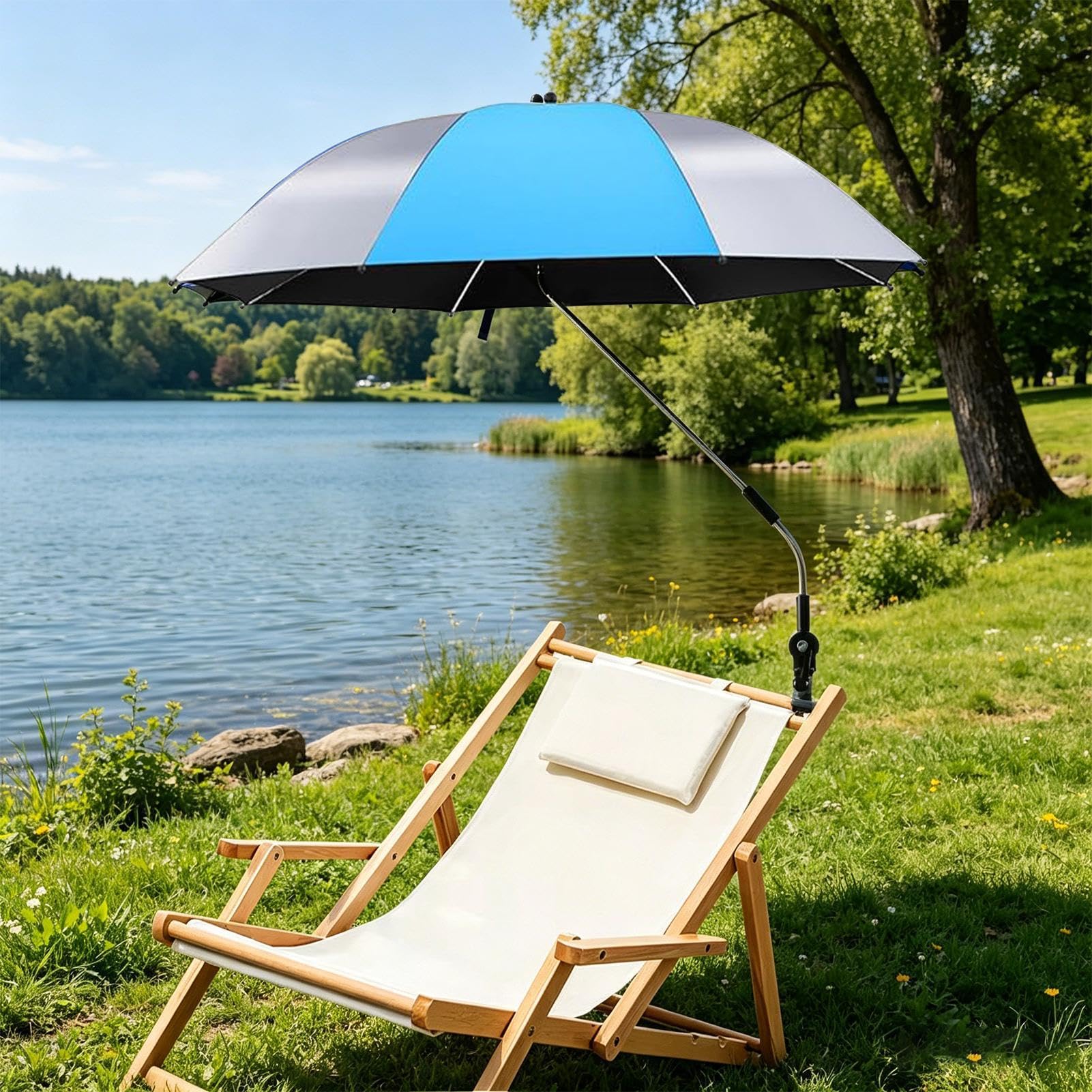 Parasol na krzesło z zaciskiem Regulowany daszek przeciwsłoneczny mocowany | Wodoodporny parasol z zaciskiem na krzesło Plaża, wędkowanie, wakacje, ogród, podwórko, kemping, balkon, patio,