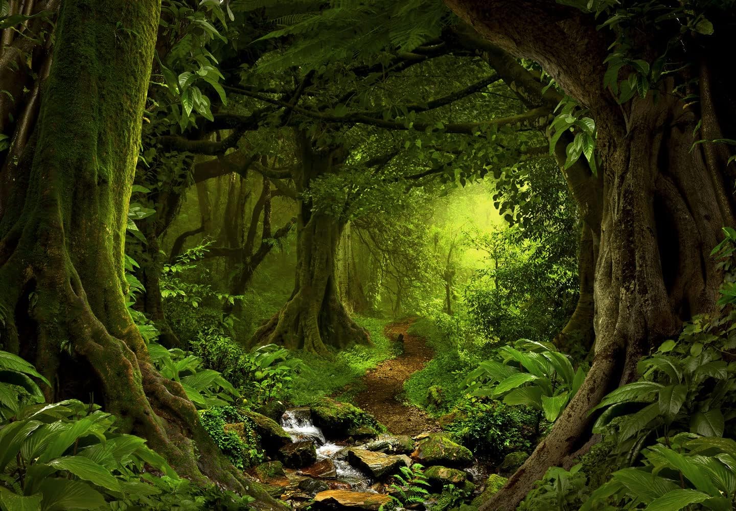 Bormia Fantasy Forest Wall Mural 108"x75" Large Photo Wallpaper Landscape Wall Decal for Livingroom Bedroom (Paste Not Included)