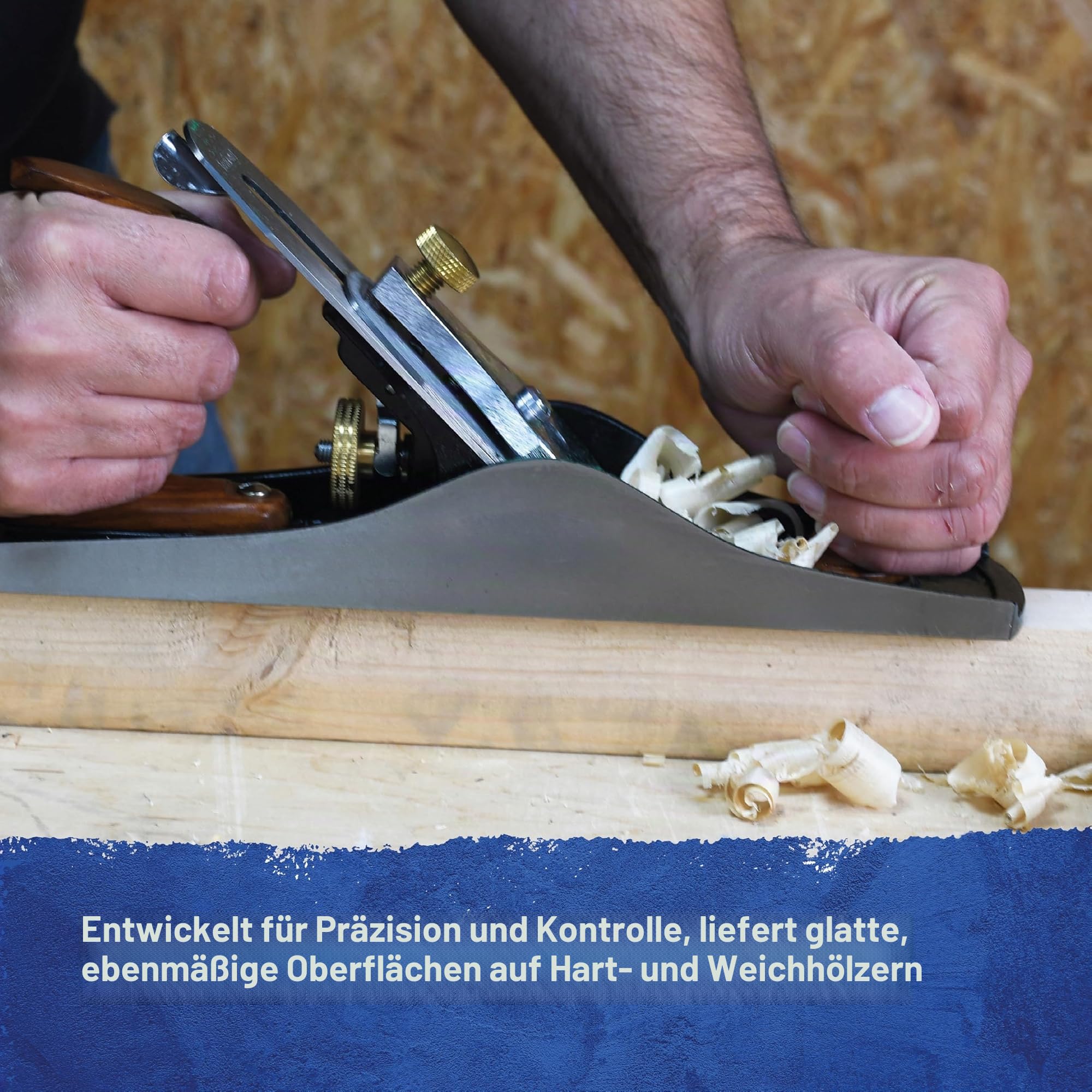 Faithfull Schlichthobel Nr. 4 – Präzisionsgefertigter Holzhobel aus Gusseisen für Hart- und Weichholz, Oberflächenbearbeitung, Tischlerarbeiten und allgemeine Zimmereiarbeiten