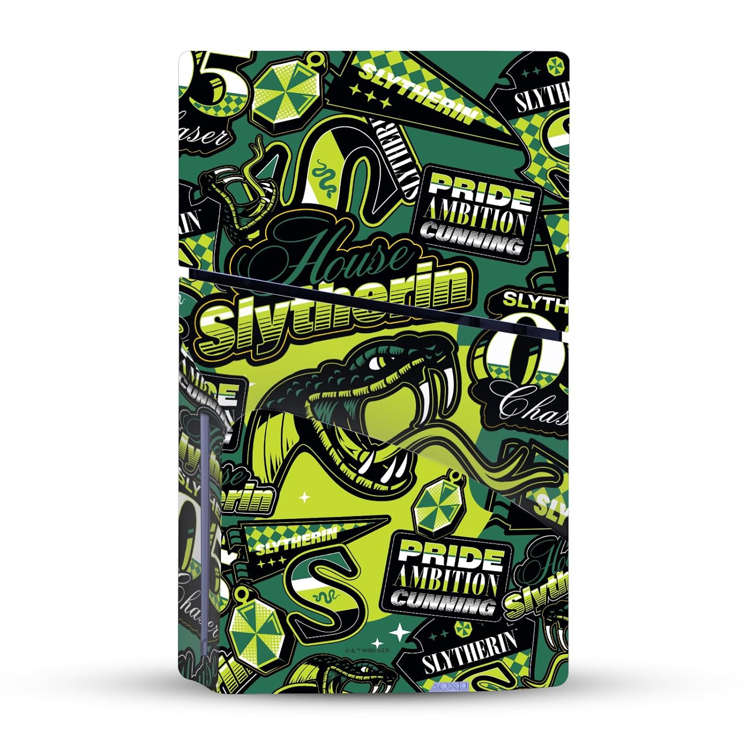 Head Case Designs Officially Licensed Harry Potter Slytherin Pattern Graphics Vinyl Sticker Gaming Skin Decal Cover Compatible With Sony PlayStation 5 PS5 Slim Disc Edition Console