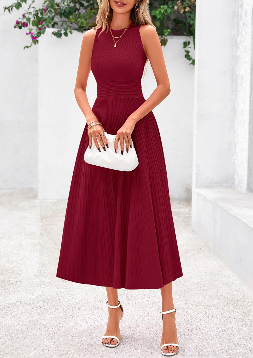 PRETTYGARDEN Spring Casual Dresses for Women 2026 Summer Business Work Midi Sleeveless A Line Pleated Cocktail Dress - Image 8
