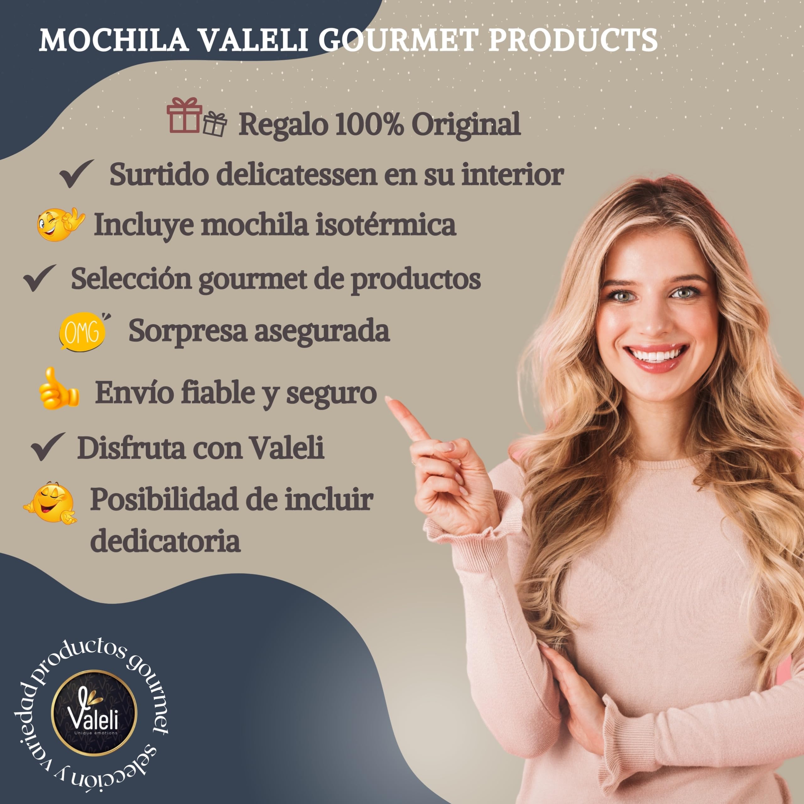 VALELI Pack regalos para hombre mujer, Cesta Gourmet con Vino Tinto Rioja Crianza 75cl, 3 Patés Ibéricos y Mochila Isotérmica.Detalle Cumpleaños, Navidad