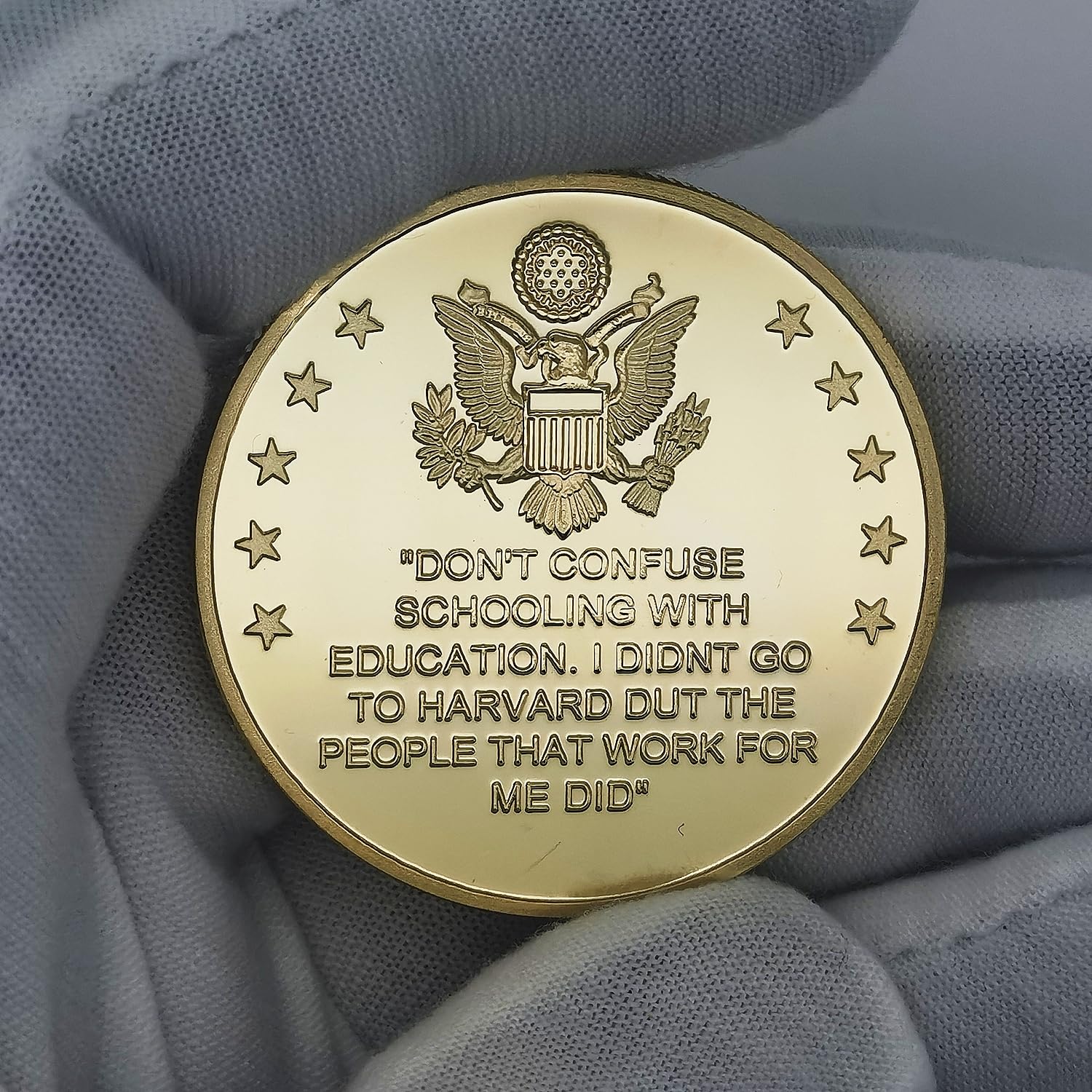 Elon Musk Challenge Coin Don't Confuse Schooling with Education, regalo da collezione (dorato)