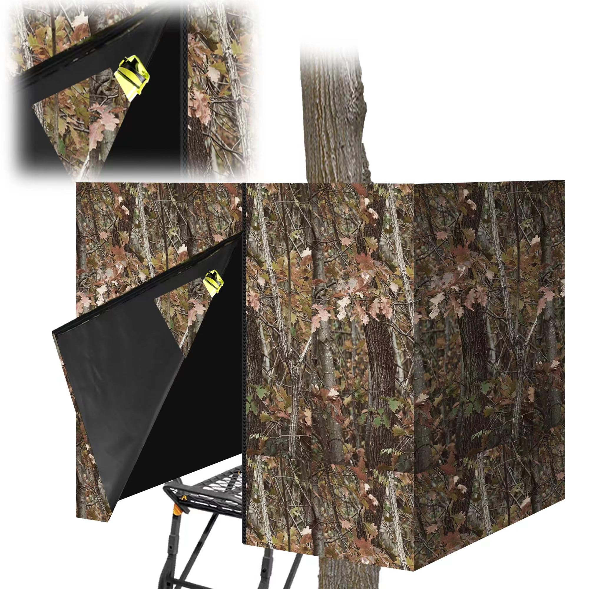 Treestand - Tenda da caccia con supporto per albero da caccia, 259 x 94 cm, tenda mimetica per finestre, tenda da terra mimetica con cerniera e tasca, per caccia all'aperto di cervi e tacchino