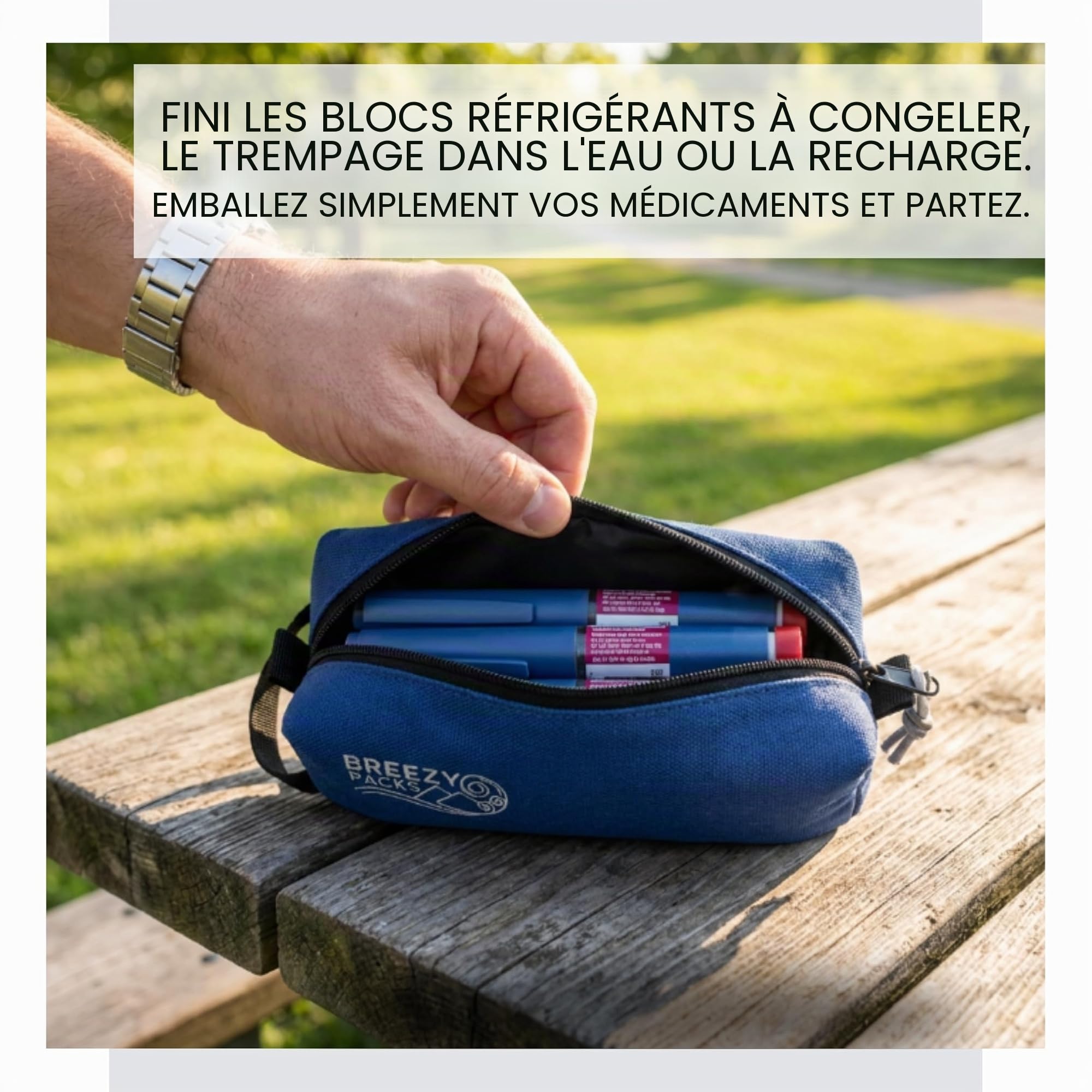 Breezy Extra | BreezyPacks | Étui isotherme de voyage pour stylos à insuline | Étui de transport médical isotherme pour EpiPen | Recharge par elle-même - Pas de mouillage, de gel ou d'électricité |