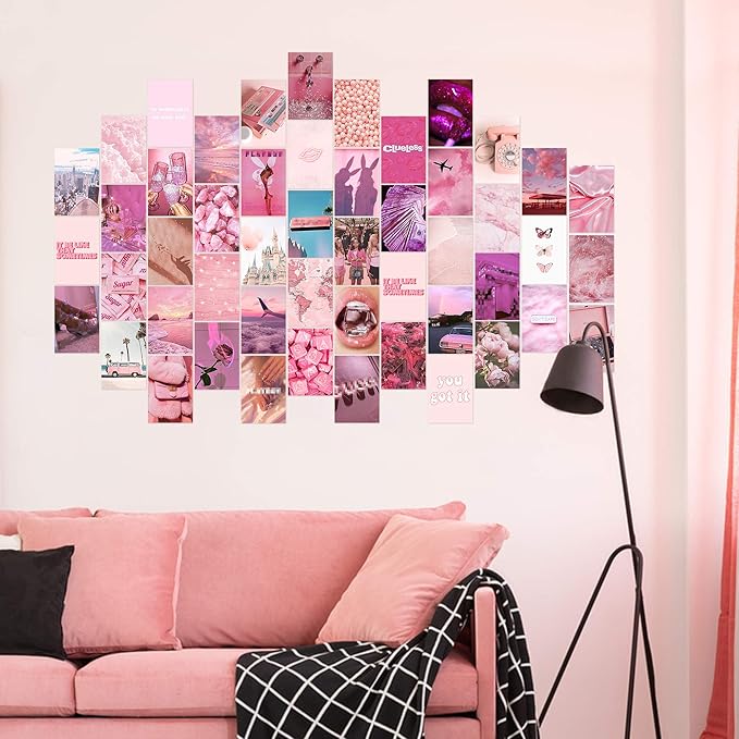 💖 Pink Aesthetic Wall Collage Kit | 50 Cute Pictures
