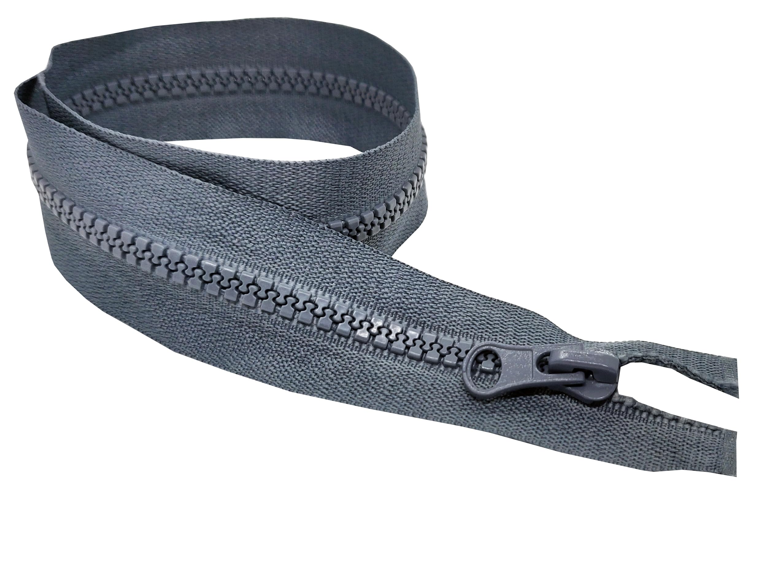 1pc Medium-Weight Open-End Chunky Zip 70cm Long (27.5") Size #5 Standart Plastic Fastener Resin Zipper for Jackets Hoodies Single Slider (Grey)