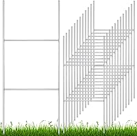 Therwen 12-Pack Heavy Duty 24x10" Metal H Stakes for Yard Signs - Weatherproof Galvanized Steel Holders for Corrugated Boards