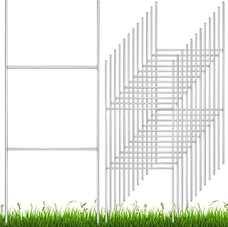 Therwen 12-Pack Heavy Duty 24x10" Metal H Stakes for Yard Signs - Weatherproof Galvanized Steel Holders for Corrugated Boards