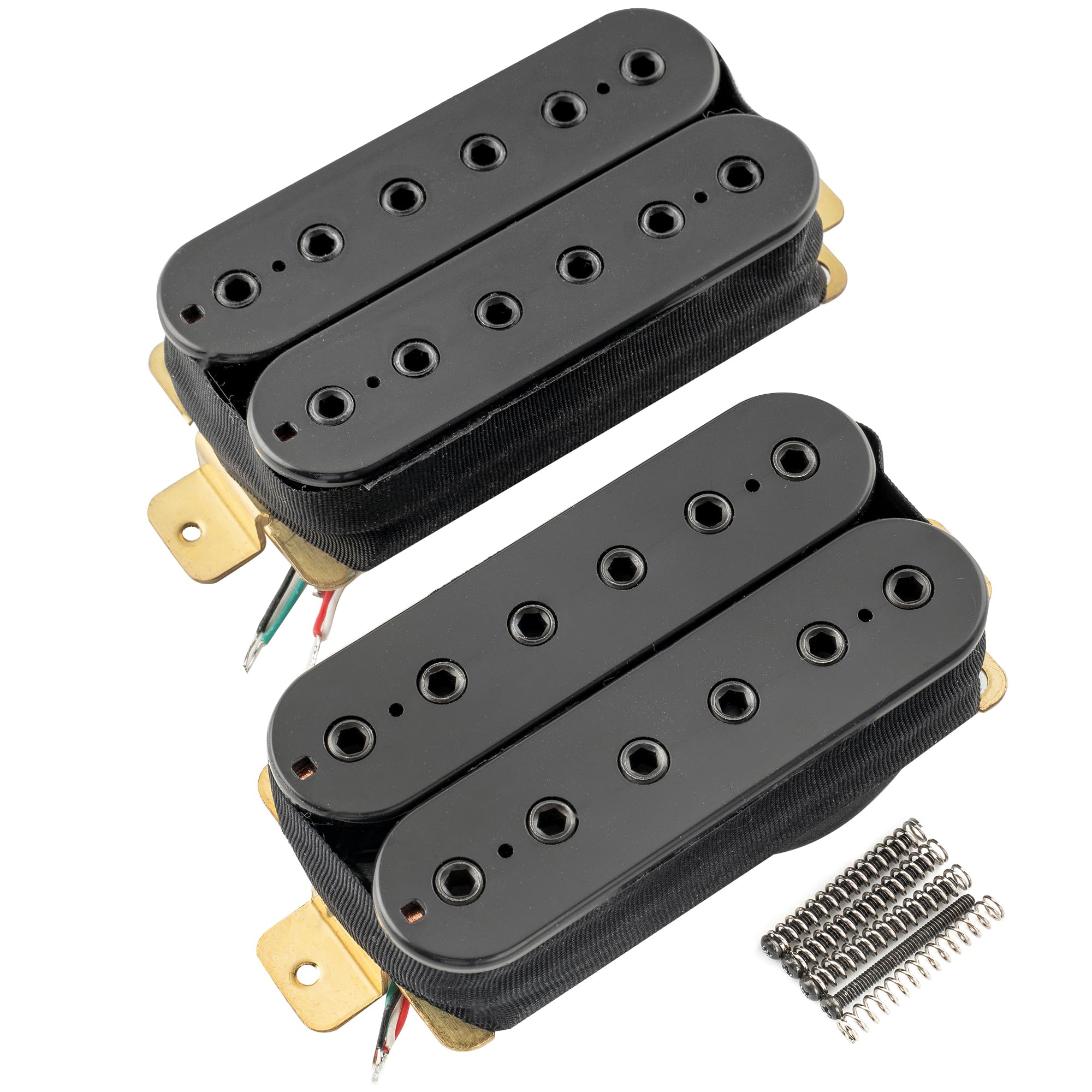 Artec HBB-XBB Ceramic Magnet Uncovered Adjustable Hexagonal Poles Humbucker Electric Guitar Neck Bridge Pickups Set, Black