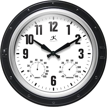 Infinity Instruments Forecaster Indoor/Outdoor Wall Clock, Thermometer