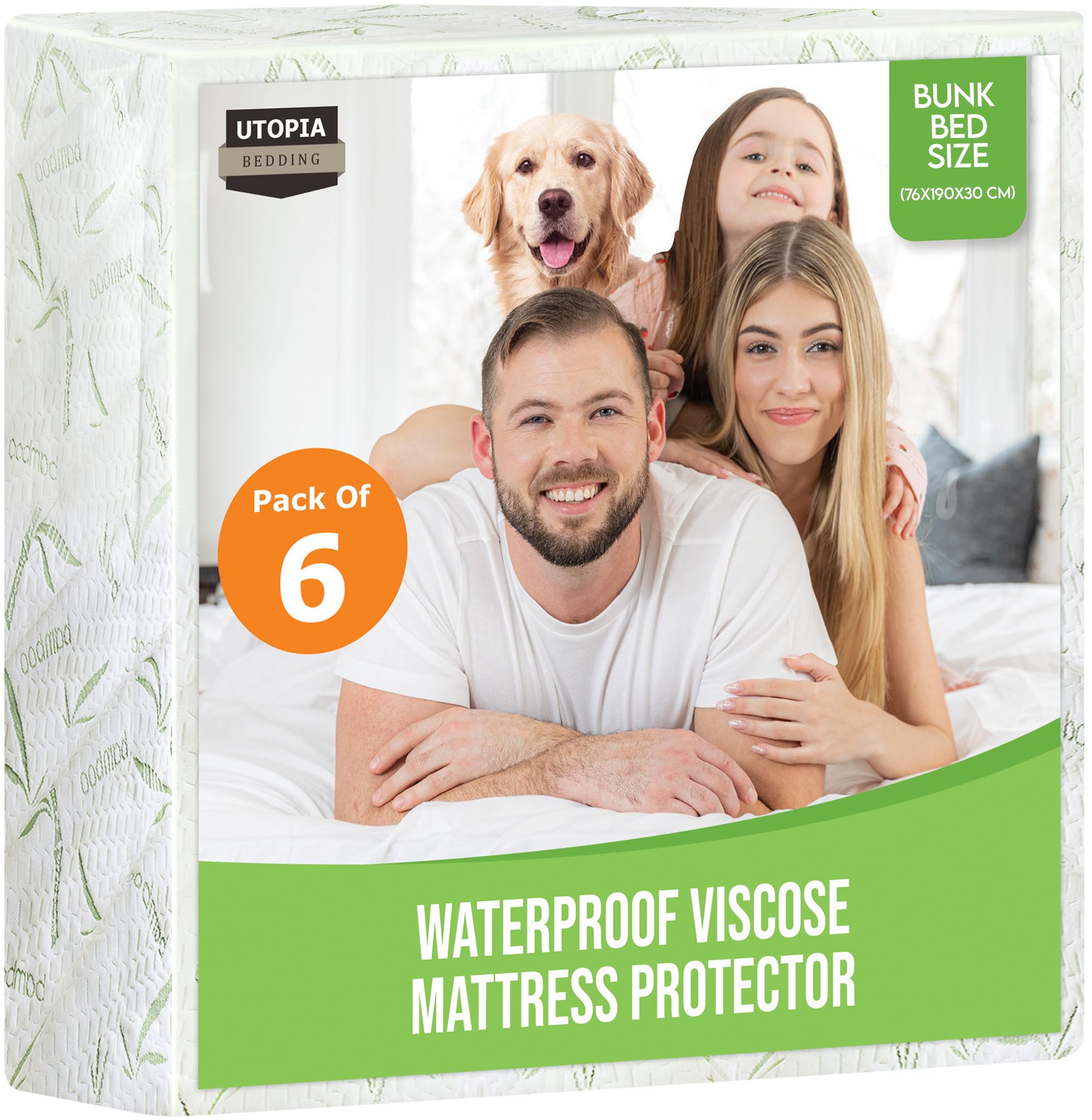 Utopia Bedding Waterproof Viscose Mattress Protector, Bunk Bed Size (Pack of 6-76 x 190 x 30 cm), Premium Viscose Mattress Cover, OEKO-Tex Certified, Machine Washable Mattress Protector