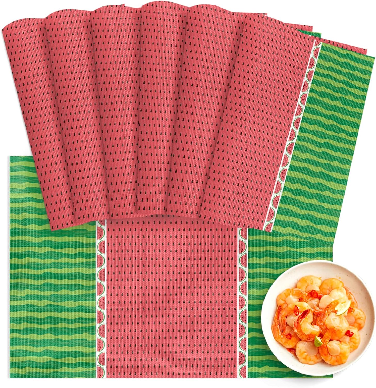 Watermelon Placemats Set of 6, Vinyl Heat Insulation Table