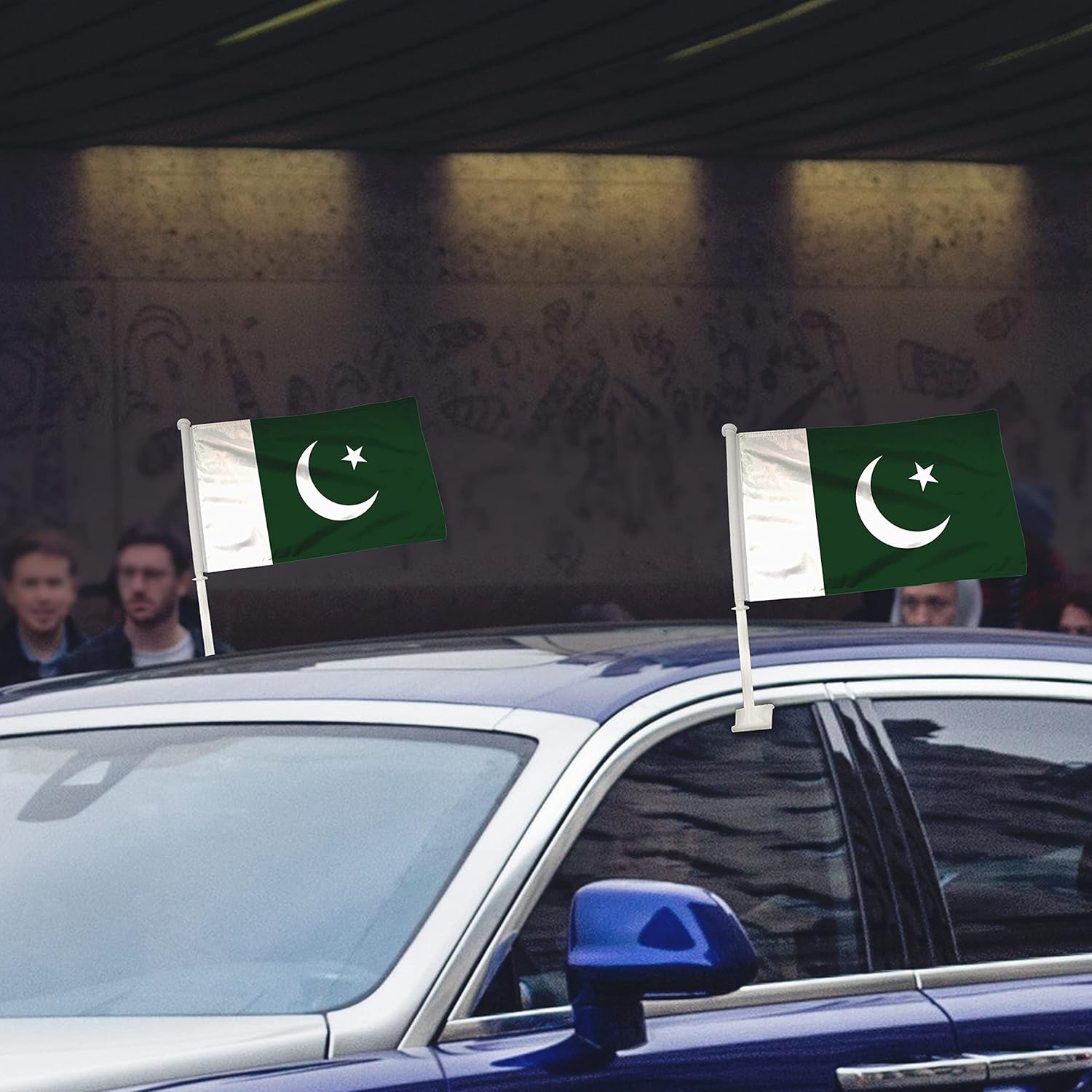 Pakistan Car Flag Window Clip Flag 18” X 12” Including Poles for Patriotic, Sports Events, Parades (Premium - Double Side Printing, Single)