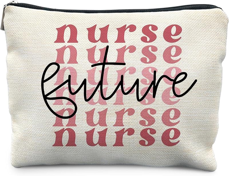 Necessaire KBRCT com zíper e estampa Future Nurse, rosa, 25,4 cm x 19,05 cm x 0,76 cm