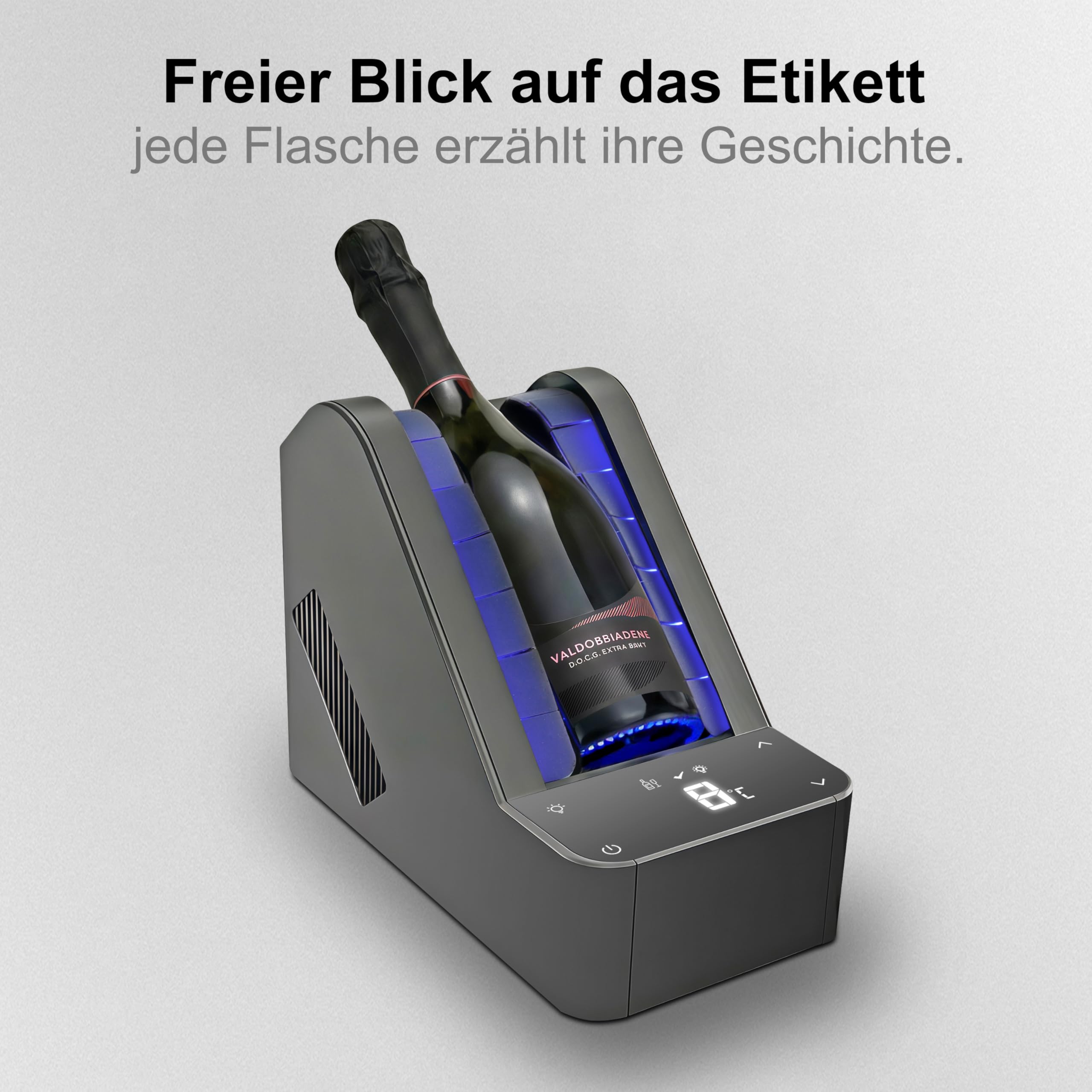 Elektrischer Weinkühler für Tisch & Bar – Präzisionskühlung ohne Eis – 24h Dauerbetrieb für Wein & Champagner – Passend für 750ml Standardflaschen & verschiedene Champagnergrößen – Geschenkidee