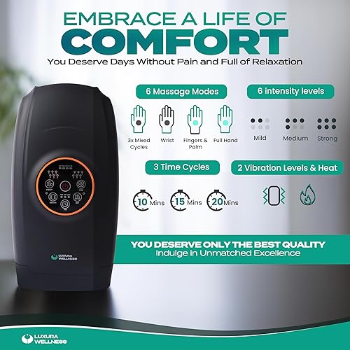 Miniatura 3 de Masajeador de manos eléctrico inalámbrico con compresión y calor  6 niveles de intensidad - Masajeador de terapia de punto de presión para artritis,