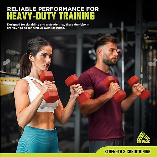 Miniatura 6 de RBX Juego de mancuernas con revestimiento de vinilo, con forma hexagonal, no se enrollan para culturismo, escultura, ejercicio de entrenamiento de