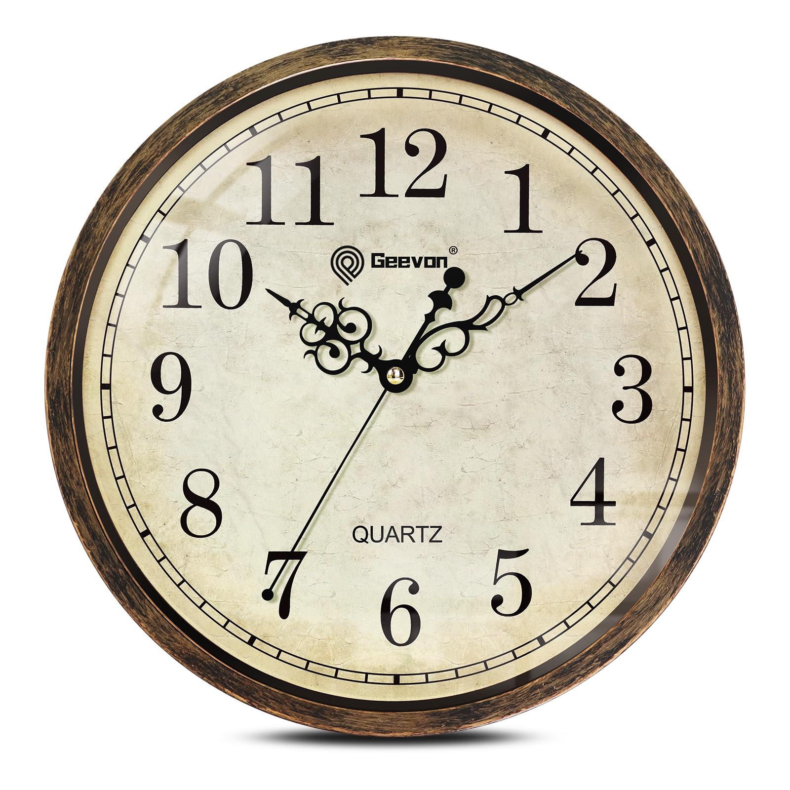 Geevon Retro Wall Clock, Silent Non Ticking, Vintage, Battery Operated
