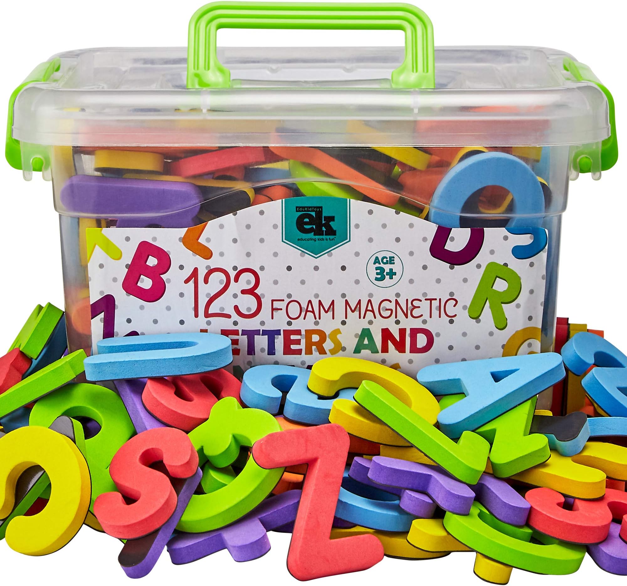 Magnetic Foam Letters and Numbers Premium Quality ABC, 123 Foam Alphabet Magnets | Educational Toy for Preschool Learning, Spelling, Counting in Canister