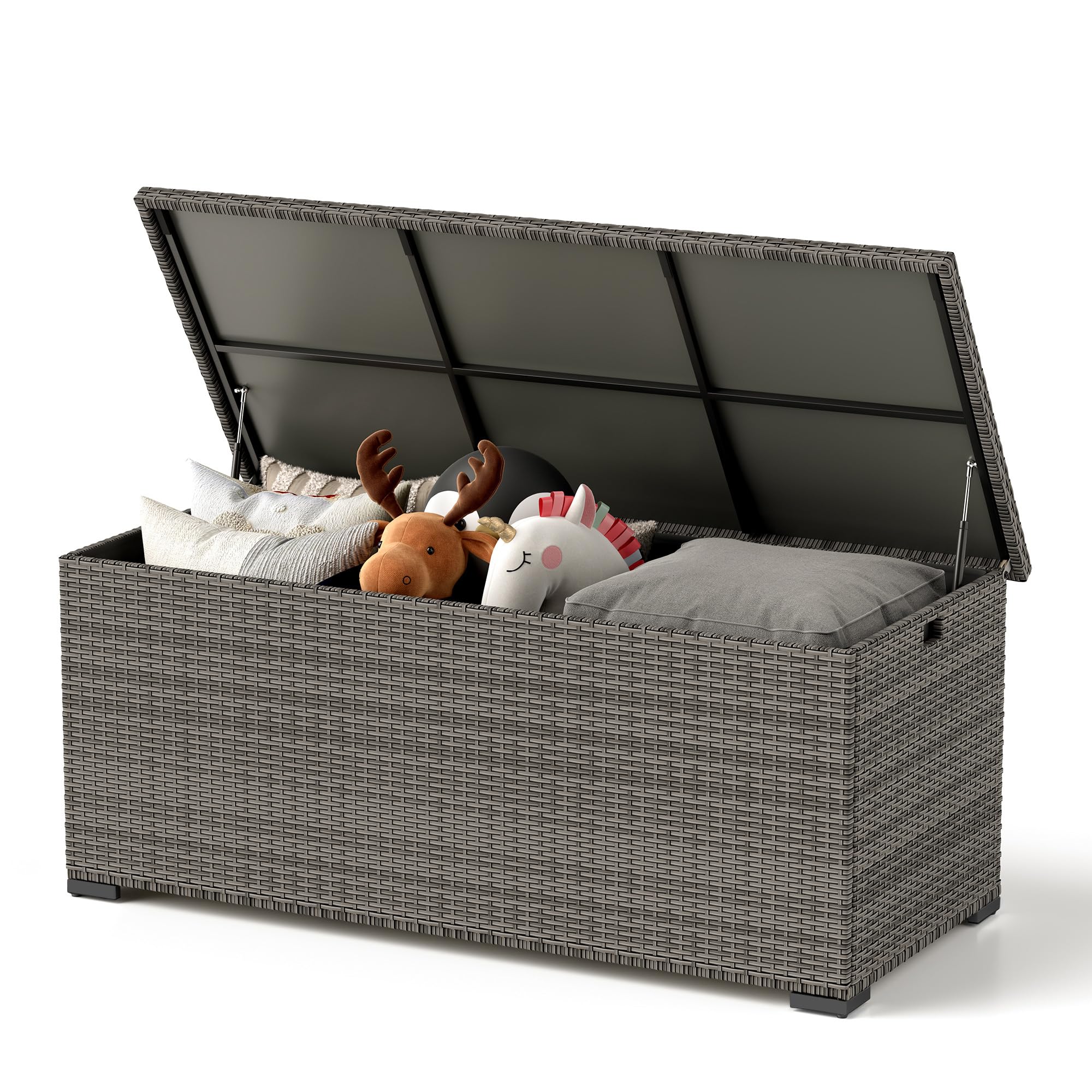 UDPATIO Kissenbox XXL Auflagenbox Wasserdicht Gartenbox 650L Stauraum mit Gasdruckfedern Wetterfest Garten Aufbewahrungsbox 155x73cm Grau