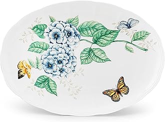 Butterfly Meadow 16-Inch Platter, White -