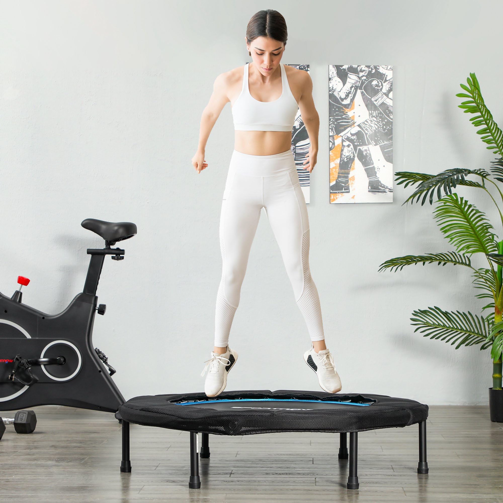SPORTNOW Trampolín de Fitness Adultos Ø102 cm Plegable