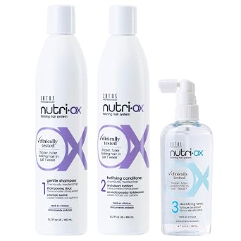 NUTRI-OX Gentle Shampoo & Conditioner & Tonic | Thicker, Fuller-Looking Hair | Color Treated Hair | Peppermint | Clinically & Dermatologically Tested | 15.2 Fl Oz