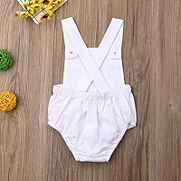 Vista 4 de Mubineo Overol básico liso para bebé, recién nacido, de lino, pantalones cortos