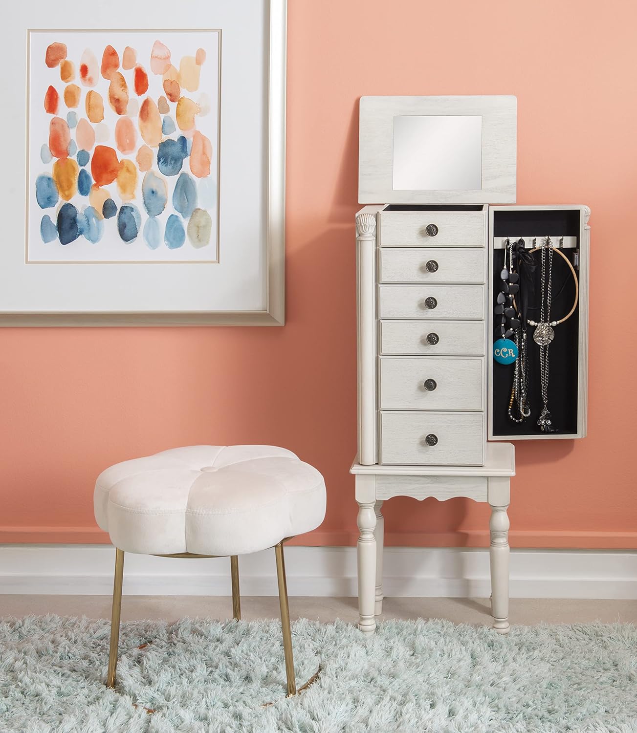 Darcy Off White Jewelry Armoire by Powell
