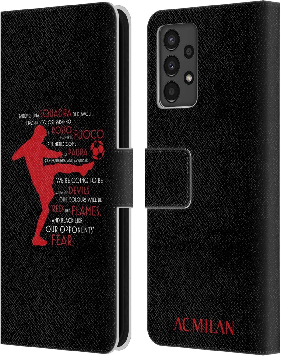 Head Case Designs Officially Licensed AC Milan Silhouette 2 Adults Leather Wallet Case Compatible with Samsung Galaxy A13 (2022)