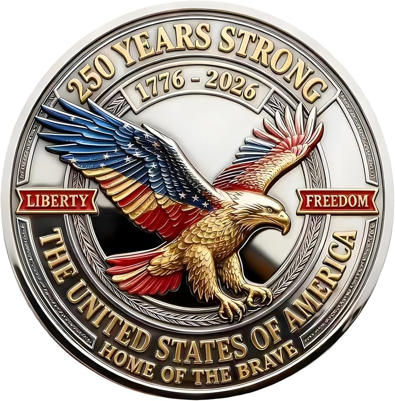 America 250 Merchandise, USA 250th Anniversary Commemorative Coin, 1776-2026 Challenge Coin for Collectors Patriots