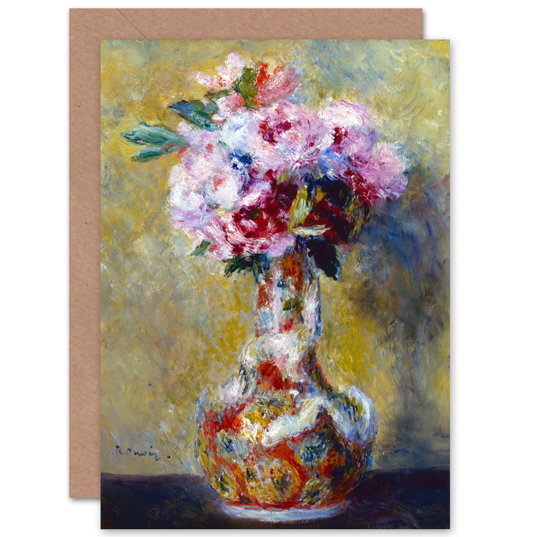 Artery8 Bouquet In A Vase Renoir Pierre Auguste Fine Art Greeting Card Plus Envelope Blank Inside