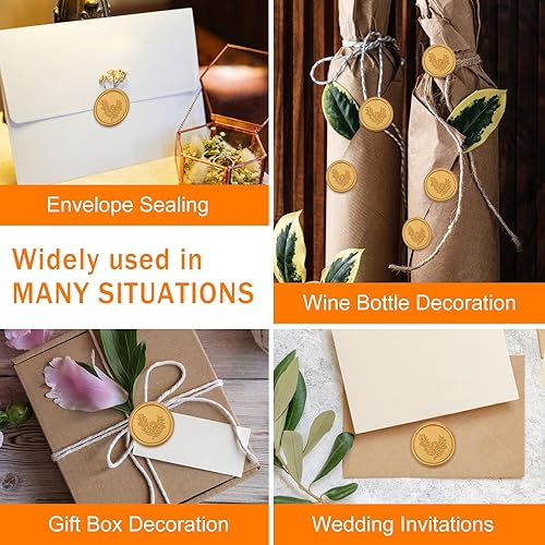 Miniatura 6 de 50 calcomanías para sello de cera, autoadhesivas, para sobres de invitación de boda con 1 pinza negra (50)