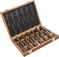 IMOTECHOM 12-Piece Wood Carving Chisel Set with Razor-Sharp CR-V 60 Steel Blades & Teak Handles in Wooden Box