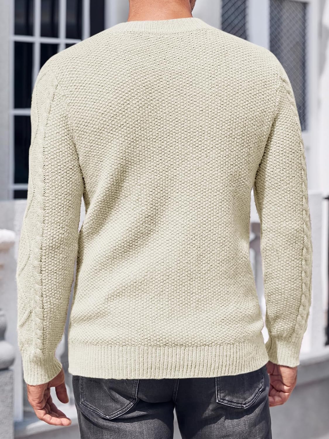 NIUBIA Men's Slim Fit Crewneck Pullover Sweater Winter Casual Chunky Cable Knit Comfort Heavy Long Sleeve Sweaters - Image 5