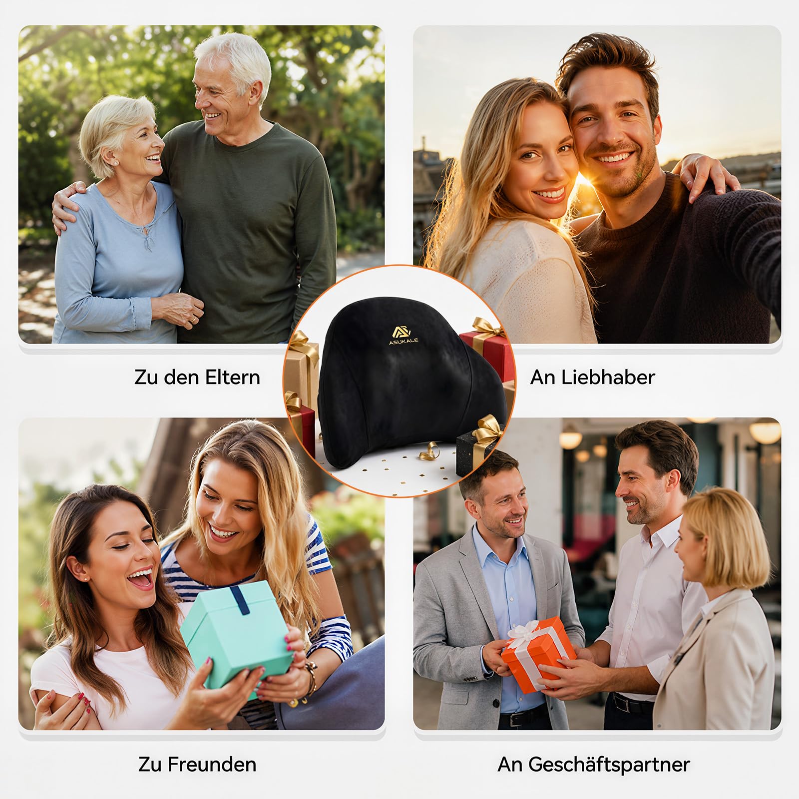 Shiatsu Massagekissen mit 8 Köpfen & Wärmefunktion, Premium Rückenmassagegerät für Bürostuhl Gaming Stuhl, ergonomisches Lendenkissen mit Memory Foam und Typ-C (Schwarz)