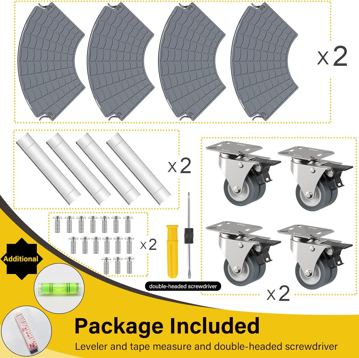 Goovilla Heavy Duty Plant Stand with Wheels, 2Pack Adjustable 15-22 Plant Caddy with Lockable Caster Wheels 440LBS, Rolling Stand/Dolly/Roller for Indoor Outdoor Large Planter, Flower Pot,Gray