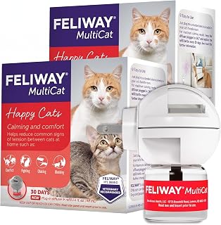 FELIWAY MultiCat 30 Day Cat Calming Plug in Pheromone Diffuser Starter Kit,48ml - Helps Reduce Conflicts and Signs of Tension in Multi-Cat Households,(Pack of 2)