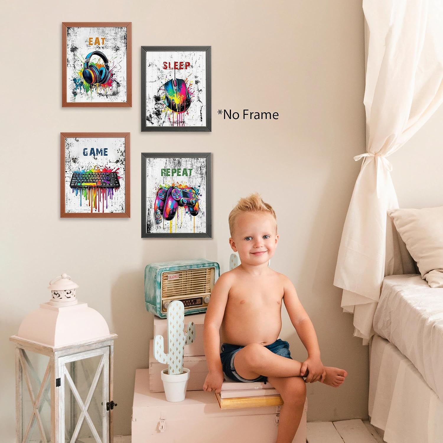 AEHIE Gaming Wall Art Poster Prints for Kids Teen Boys Room Bedroom Gaming Room Playroom Decor, Eat Sleep Game Repeat Video Game Colorful Decorations Prints Wall Art Unframed 4pcs 8x10inches image 3
