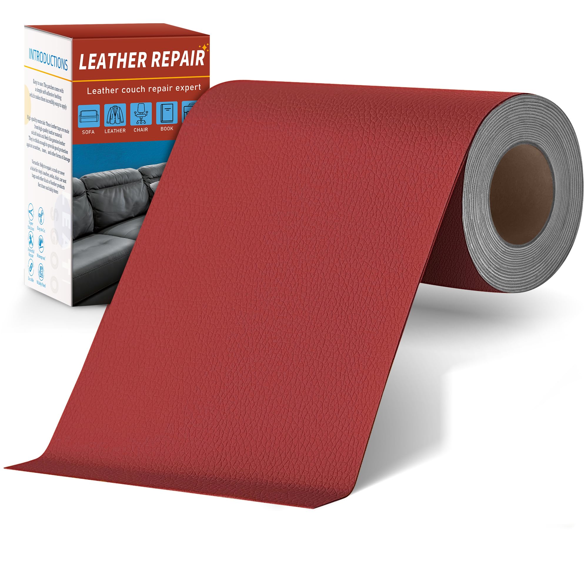 Sgooyir Leder Reparatur Set, Kunstleder Selbstklebend, Kunstleder Reparaturset Flicken Selbstklebend Patch für Autositze, Sofa, Jacken, couch, MöbelV
