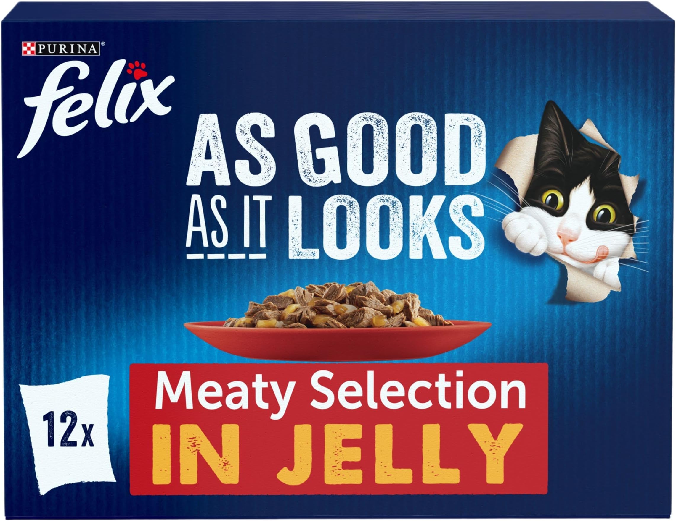 FELIX As Good As it Looks Meaty Selection in Jelly Wet Cat Food 12x85g (Pack of 4)