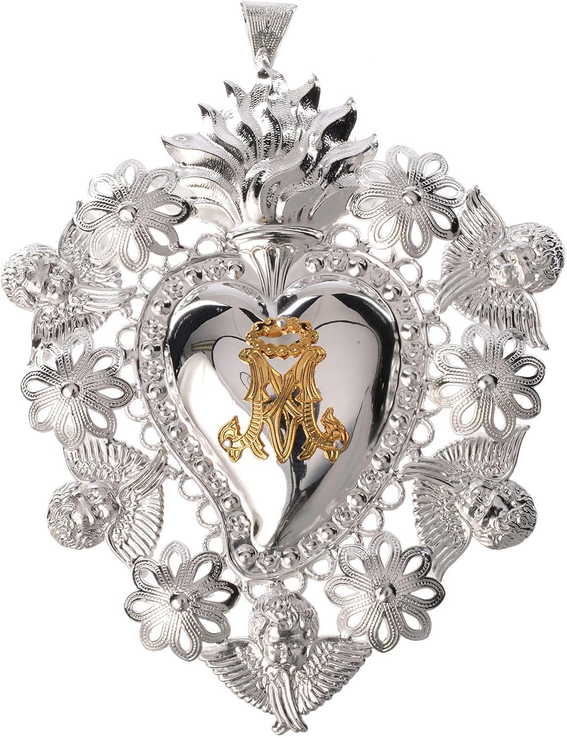 Cuore votivo simbolo Mariano 15x11 cm, Argento Amazon.it Casa e cucina