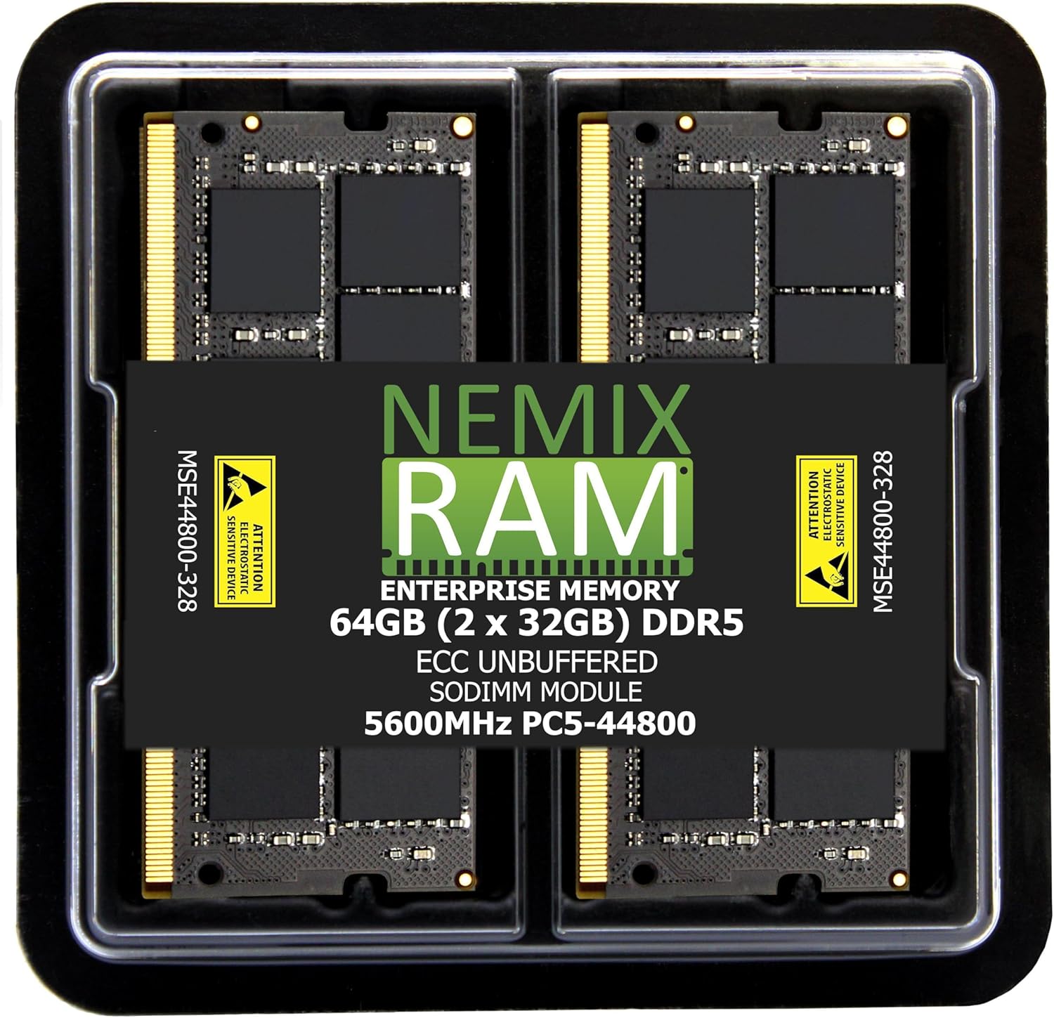 64GB 2X32GB DDR5 5600MHZ PC5-44800 1Rx8 1.1V CL46 262-PIN ECC Unbuffered SODIMM NEMIX RAM Workstation MicroServer Enterprise & Industrial Mini-PC Memory KIT