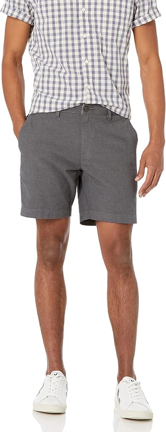 Amazon Essentials Mens Slim-Fit 7" Lightweight Comfort Stretch Oxford Shorts with Tapered Leg