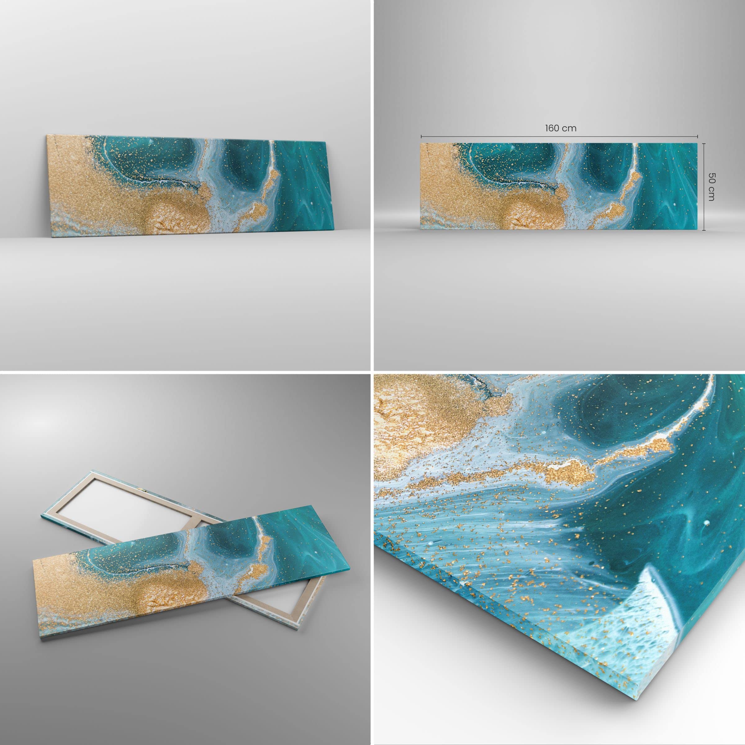 Quadro Su Tela Astratto Acqua Blu 140x50cm | Stampe Da Parete ARTTOR | Decorazione Moderna Per Soggiorno E Cucina | 1 Pezzo Grande XXL Con Montaggio Incluso