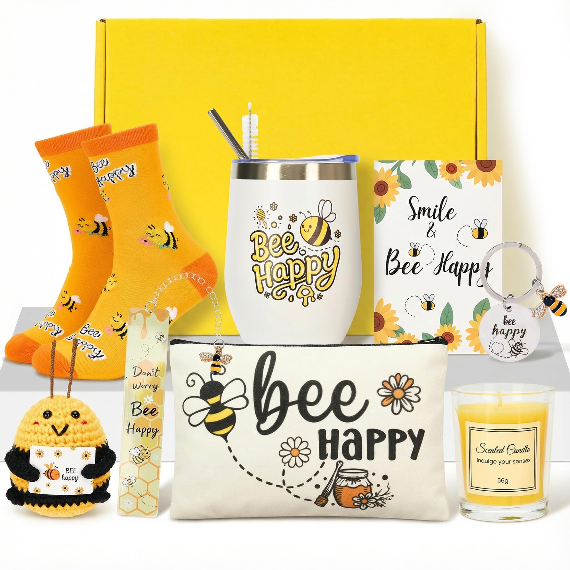 8PCS Bee Gifts for Women, Bee Themed Gift Set with Tumbler for Christmas