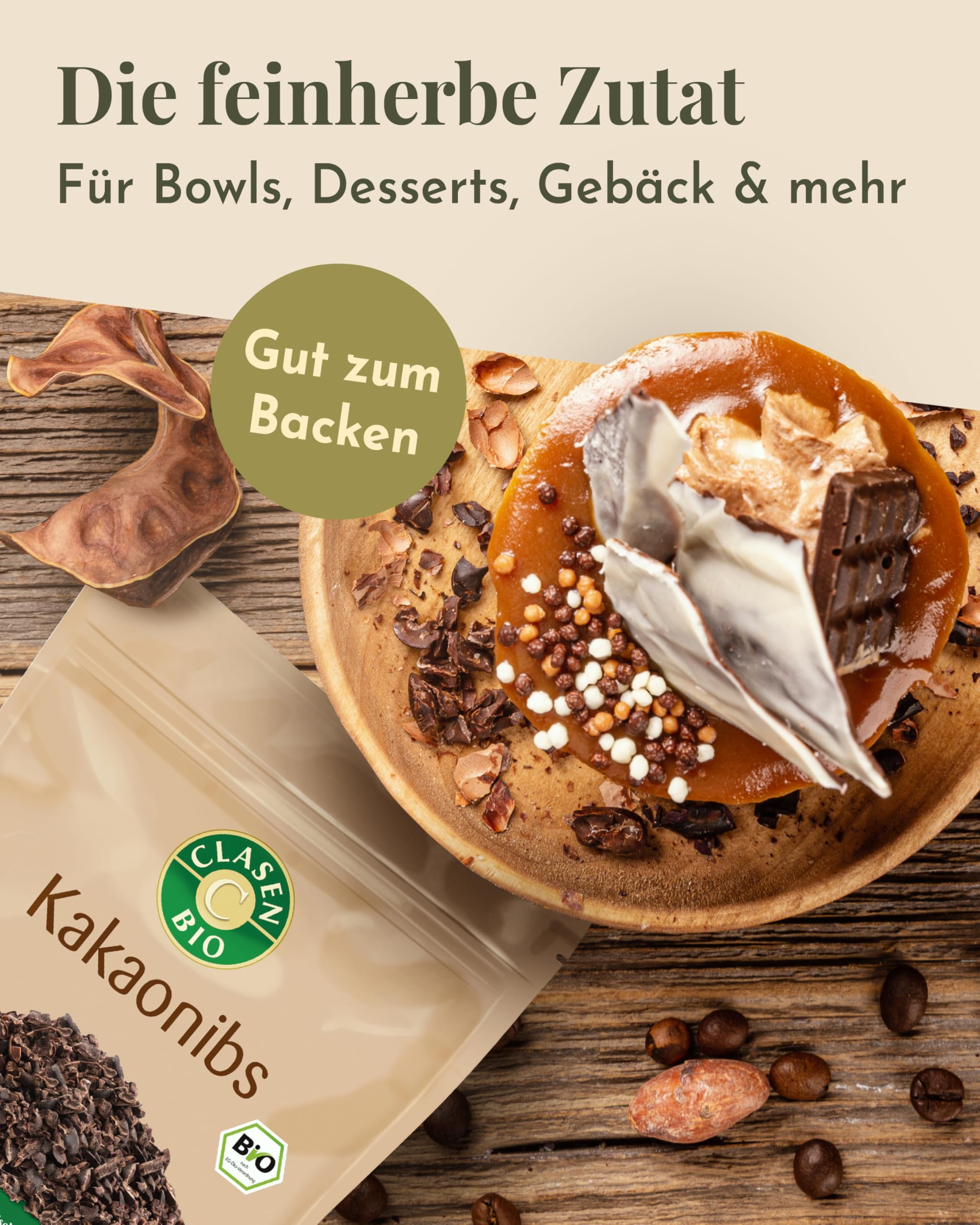 CLASEN BIO – Kakao Nibs 6x200g Bundle – Klein geschrotete Kakaobohnen herb-aromatisch & schokoladig – Kakaonibs ideal für Desserts, Smoothiebowls & Gebäck – Reich an Ballaststoffen & Magnesium